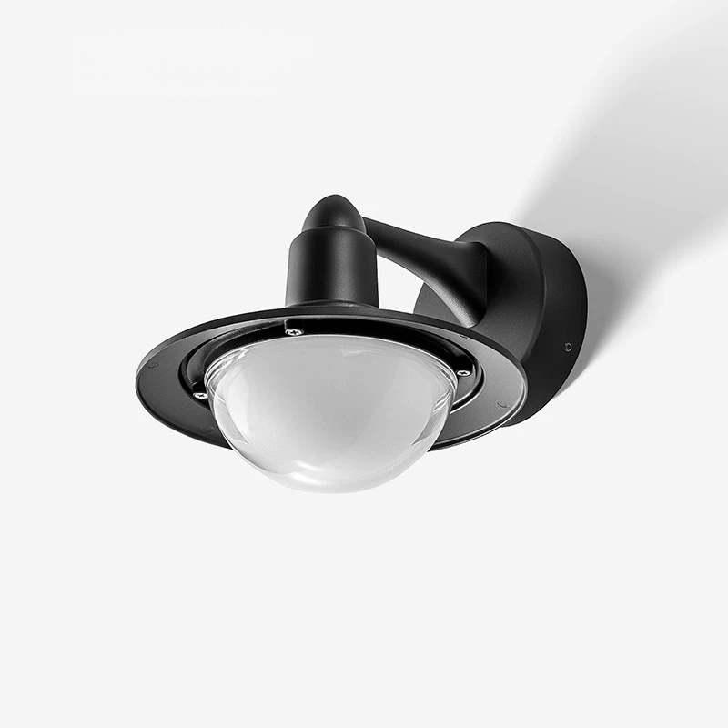Lámpara de pared exterior clásica tipo farol, pantalla negra escalonada con efecto de brillo semiesférico, colores negro, blanco y gris, HTD-EW2503 5