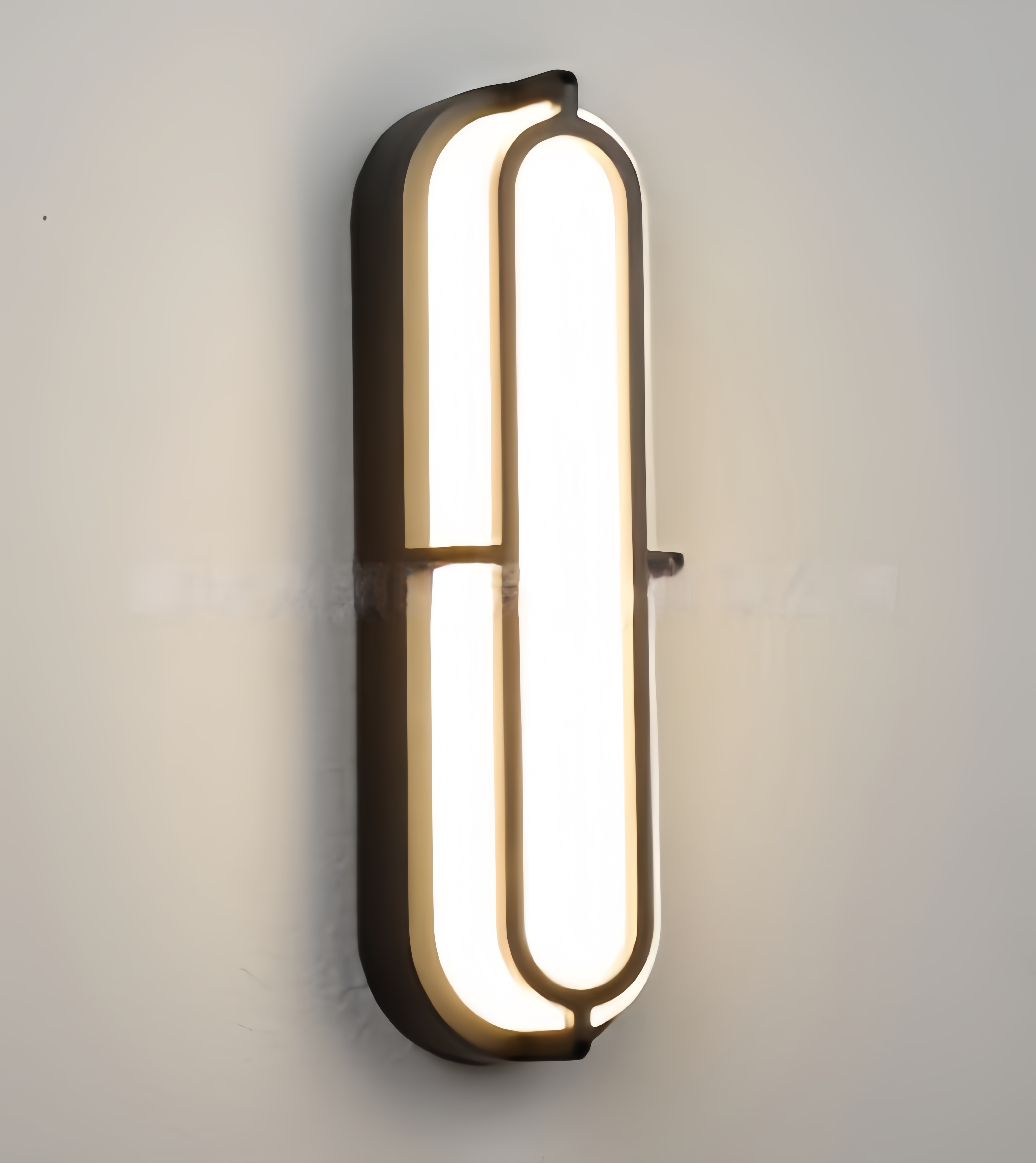 Applique murale extérieure ovale allongée moderne, cadre capsule noir avec panneau lumineux segmenté, noir, blanc et gris, HTD-EW4211-1 1