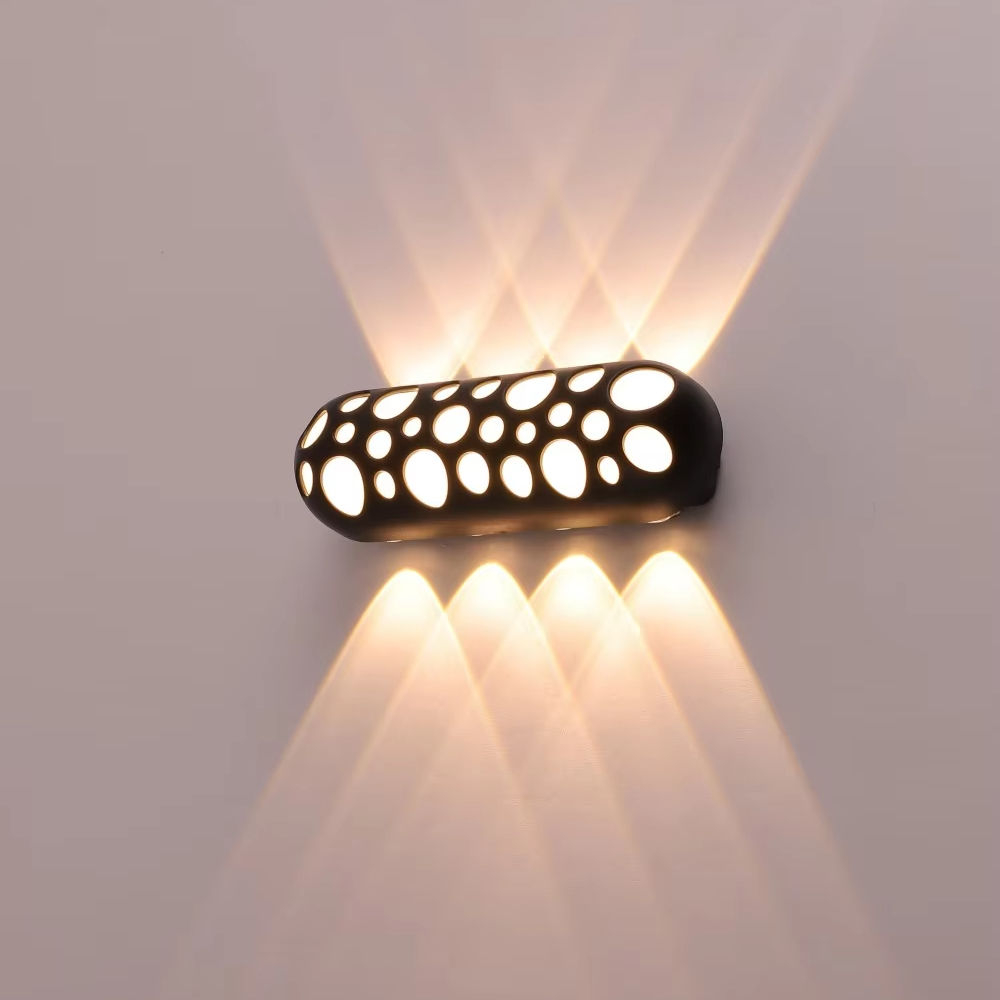 Modern Perforated Outdoor Wall Light Series, Black Semi-Cylindrical Body with Glow Pattern, 3 Sizes Available, Black White Grey, HTD-EW4612 1