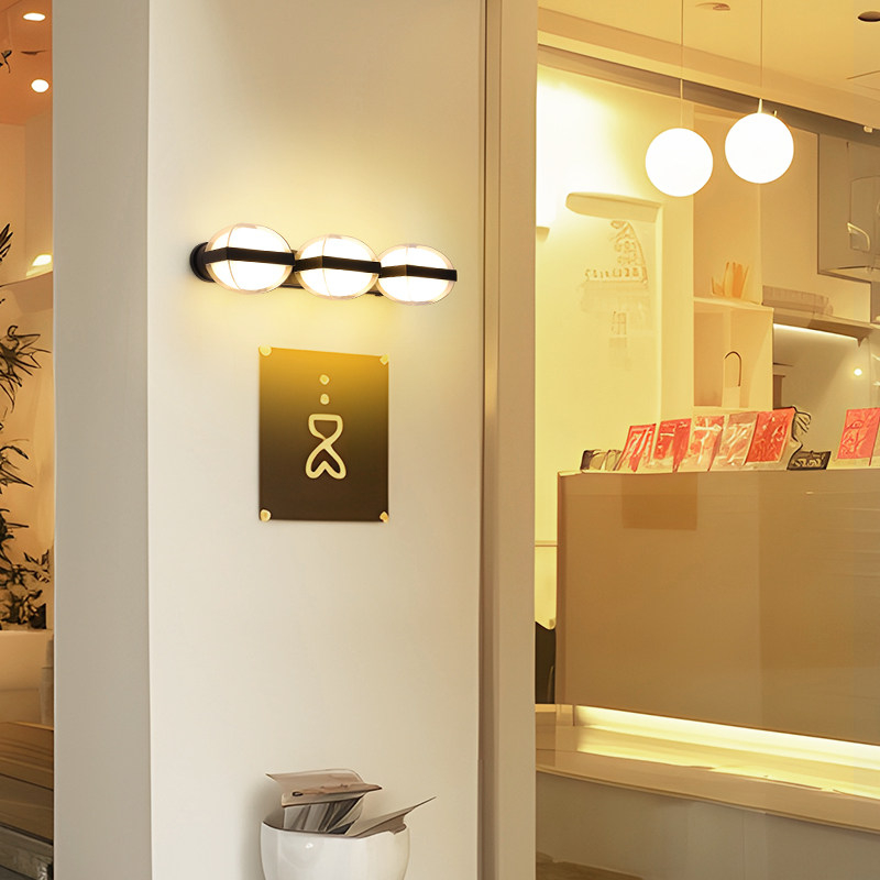 Modern Glass Globe Outdoor Wall Light Series, Clear Sphere with Black Center Band, 1/2/3-Head Available, Black White Grey, HTD-EW4231 4
