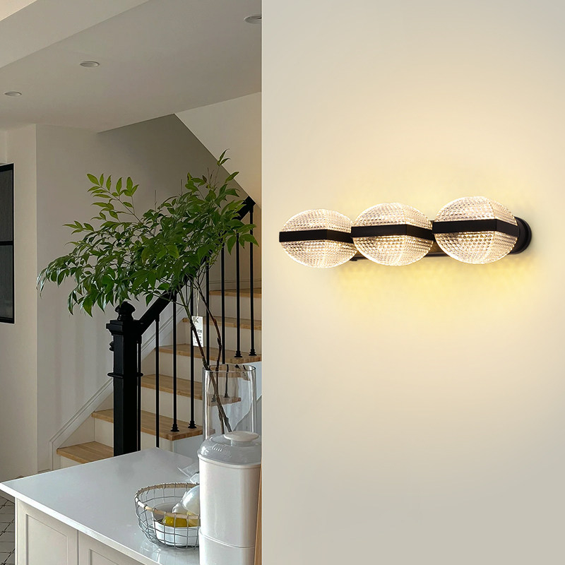 Modern Glass Globe Outdoor Wall Light Series, Clear Sphere with Black Center Band, 1/2/3-Head Available, Black White Grey, HTD-EW4231 2