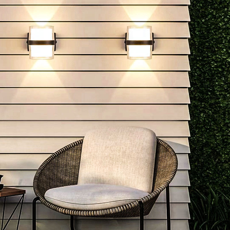 Modern Glass Cylinder Outdoor Wall Light Series, Clear Tube Shade with Black Center Band, 1/2/3-Head Available, Black White Grey, HTD-EW4631 1