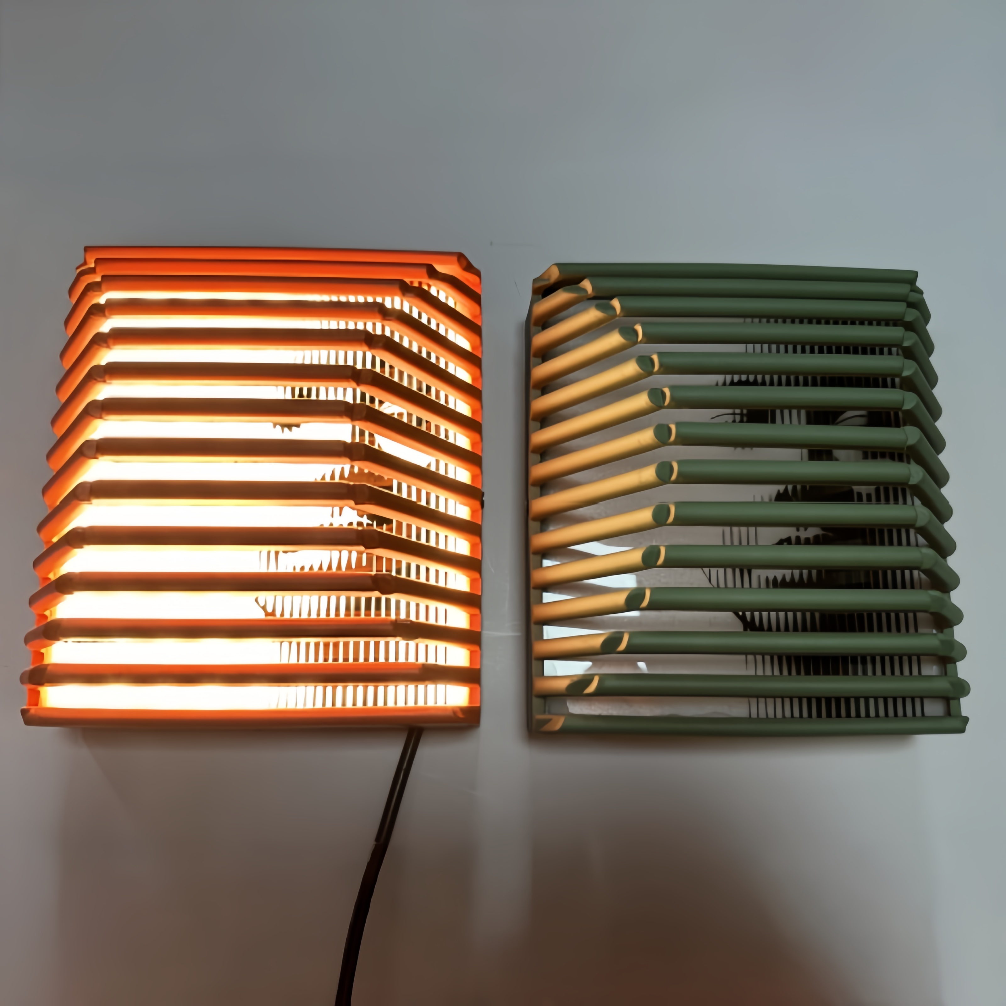 Modern Horizontal Slat Outdoor Wall Light, Layered Louvered Design with Backlight Glow, Black White Grey, HTD-EW5602 1