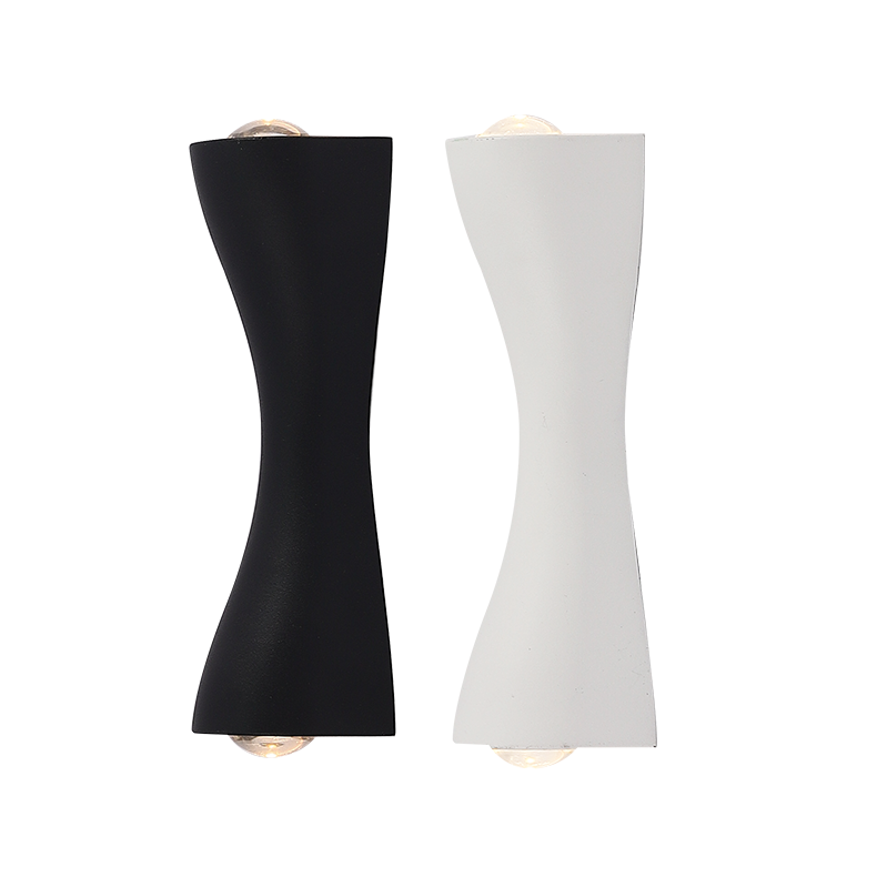 Modern Long Hourglass Outdoor Wall Light Series, Concave Body with Up-Down Glow, 4 Colors Available, Black White Grey Gold, HTD-EW1108 4
