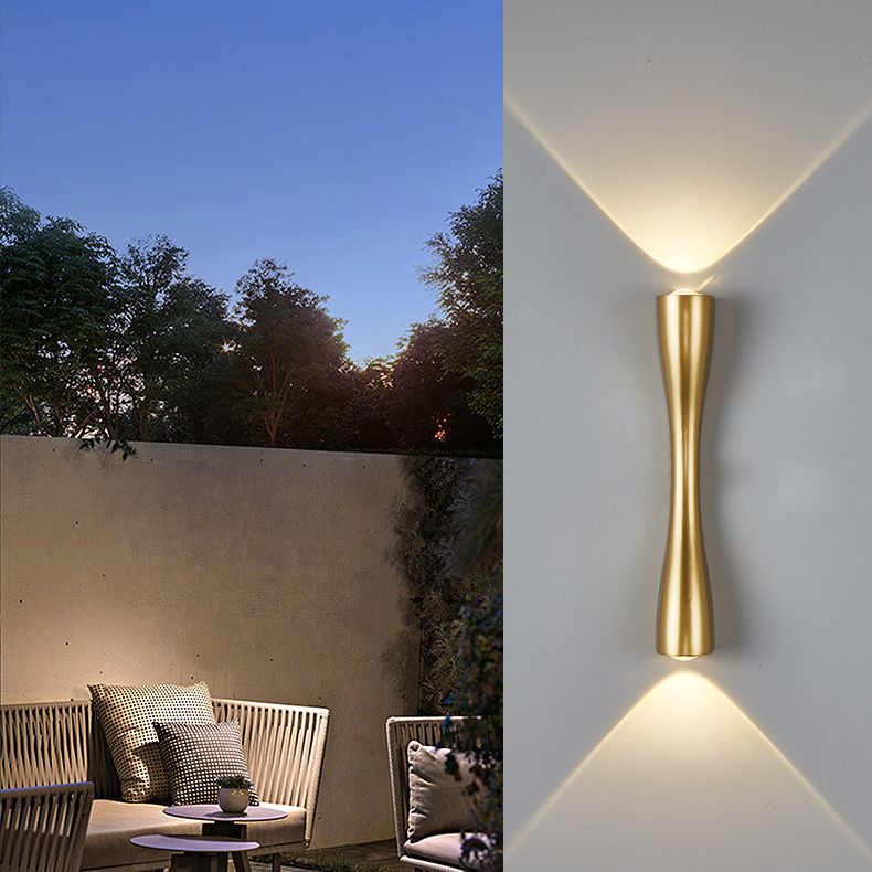 Modern Long Hourglass Outdoor Wall Light Series, Concave Body with Up-Down Glow, 4 Colors Available, Black White Grey Gold, HTD-EW1108 2