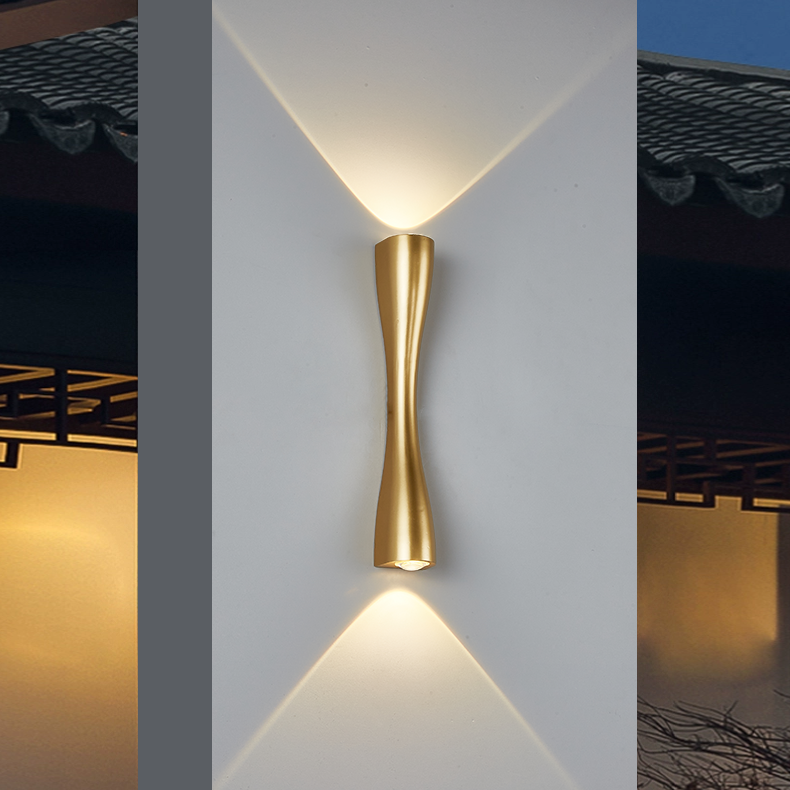 Modern Long Hourglass Outdoor Wall Light Series, Concave Body with Up-Down Glow, 4 Colors Available, Black White Grey Gold, HTD-EW1108 1