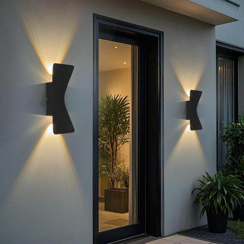 Modern Twisted Outdoor Wall Light, Curved Body with Up-Down Glow, Black White Grey, HTD-EW1110 4