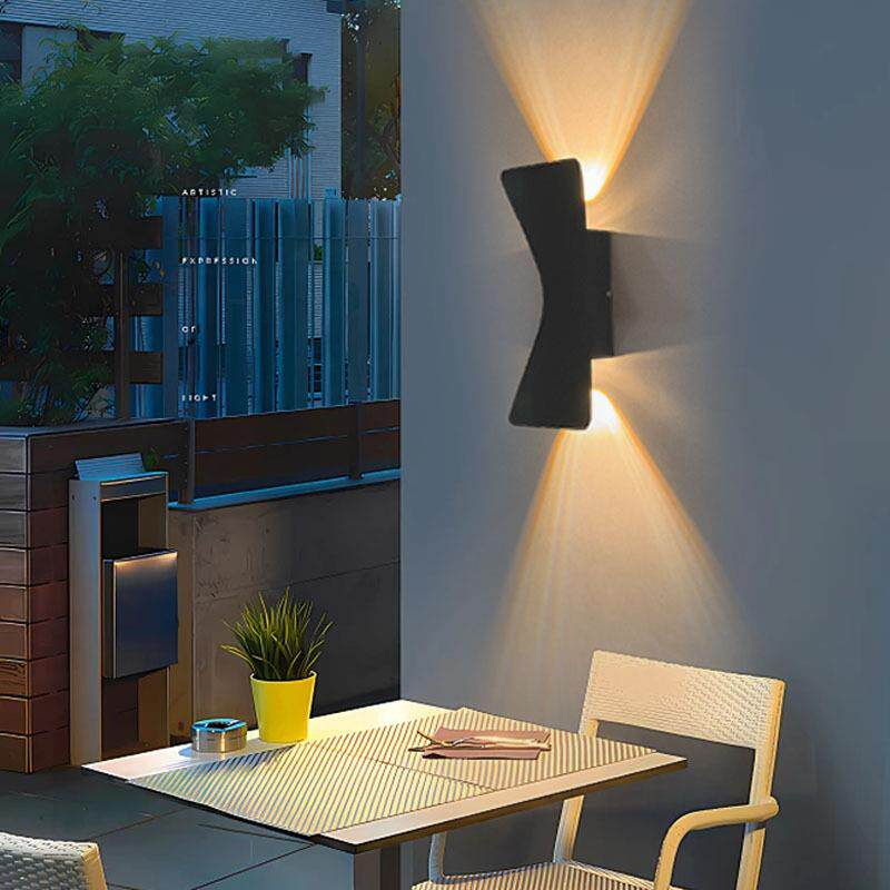 Modern Twisted Outdoor Wall Light, Curved Body with Up-Down Glow, Black White Grey, HTD-EW1110 1