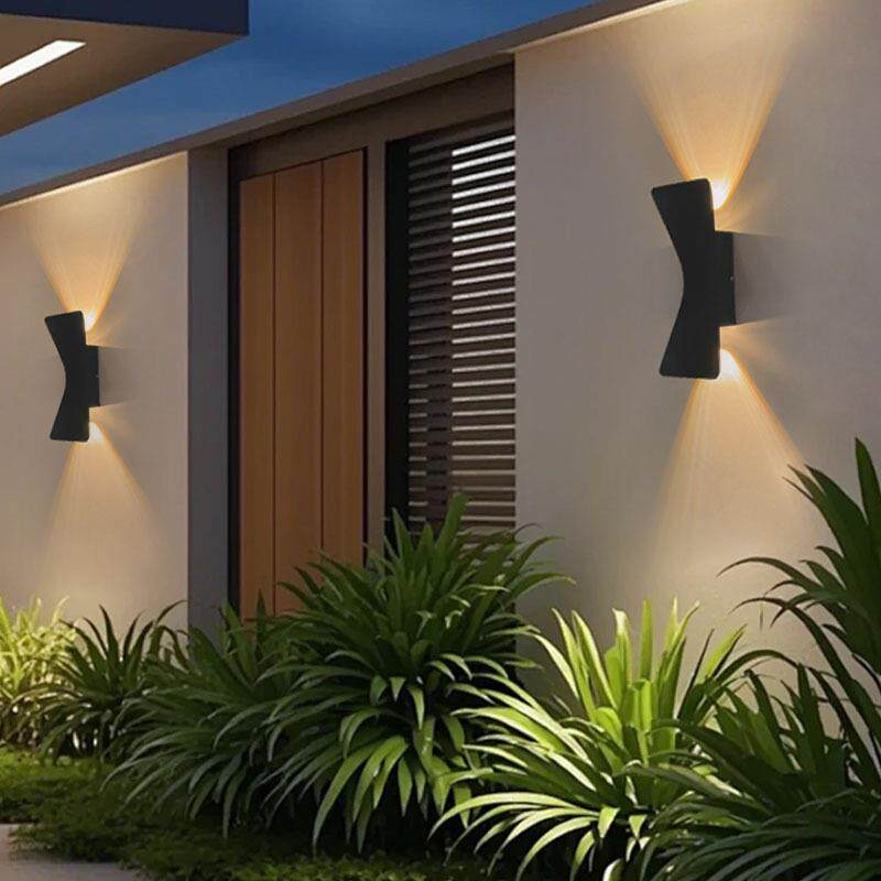 Modern Twisted Outdoor Wall Light, Curved Body with Up-Down Glow, Black White Grey, HTD-EW1110 3