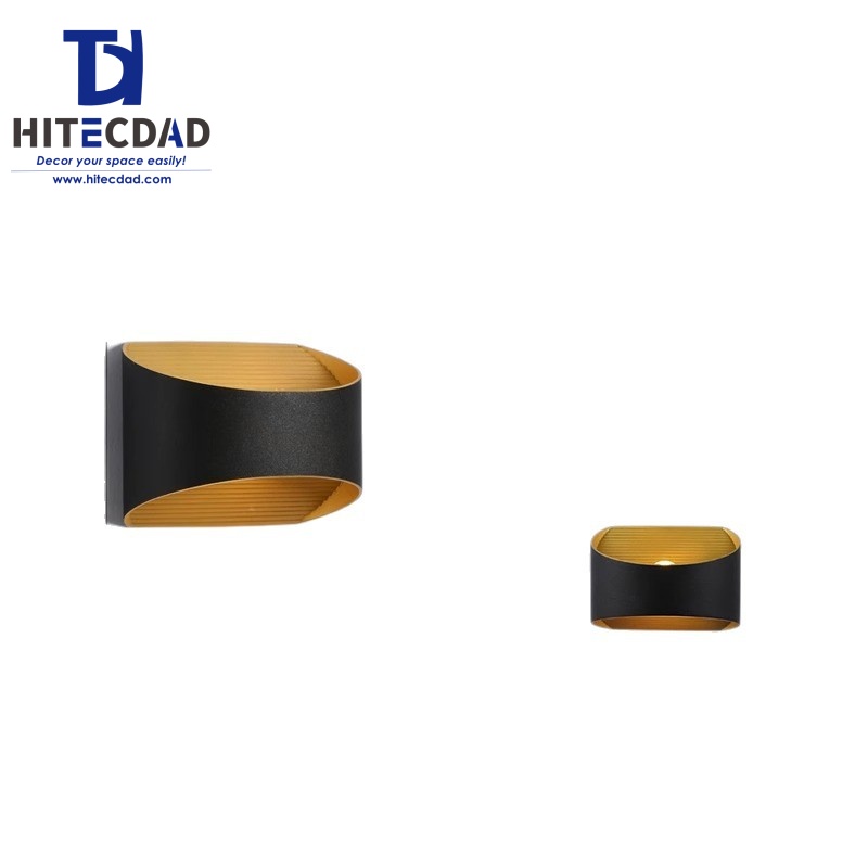 Modern Rectangular Outdoor Wall Light Series, Black Body with Inner Gold Reflector, Up-Down Glow, 5 Colors Available, HTD-EW4434 2