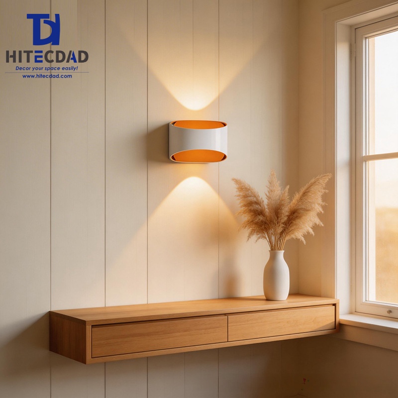 Modern Rectangular Outdoor Wall Light Series, Black Body with Inner Gold Reflector, Up-Down Glow, 5 Colors Available, HTD-EW4434 3