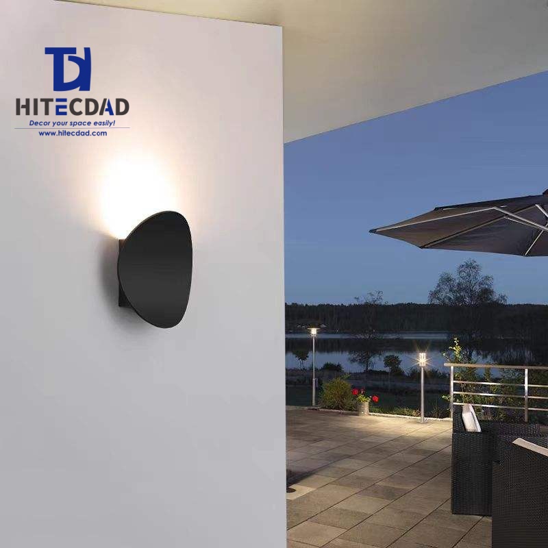 Appliques murales d'extérieur modernes aux formes organiques, corps irrégulier avec éclairage indirect, disponible en demi-tête, noir, blanc, gris, HTD-EW4709 3