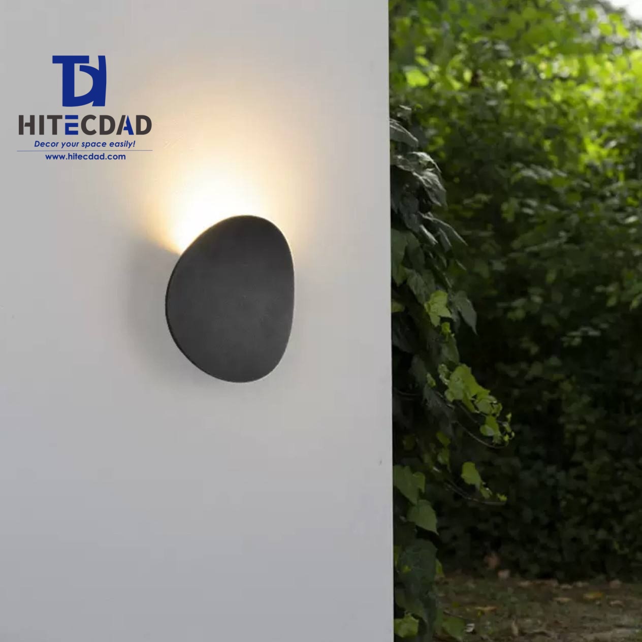 Appliques murales d'extérieur modernes aux formes organiques, corps irrégulier avec éclairage indirect, disponible en demi-tête, noir, blanc, gris, HTD-EW4709 2