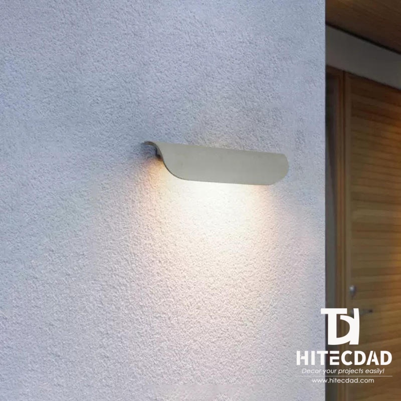 Downlight curvo moderno para exteriores, aplique de pared, cuerpo arqueado negro con luz descendente, negro, blanco y gris, HTD-EW5501 4