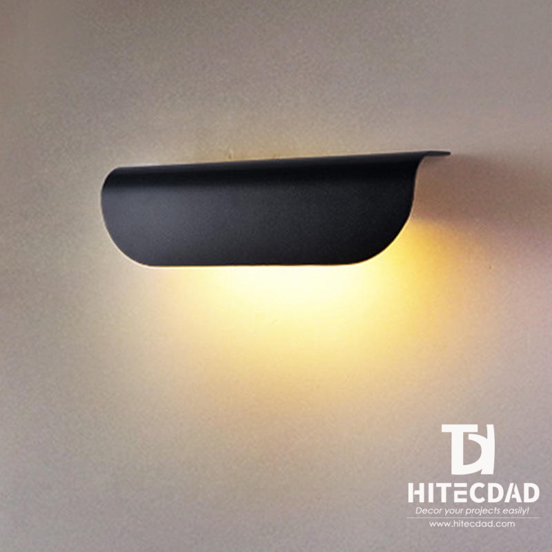 Downlight curvo moderno para exteriores, aplique de pared, cuerpo arqueado negro con luz descendente, negro, blanco y gris, HTD-EW5501 5