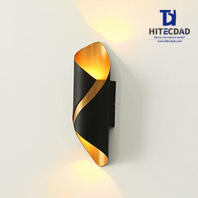 Modern Twisted Outdoor Wall Light Series, Sculptural Spiral Body with Up-Down Glow, 5 Finishes: Black White Grey Black+Gold White+Gold, HTD-EW4682 4
