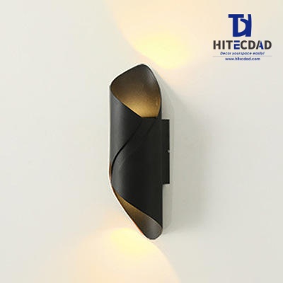Modern Twisted Outdoor Wall Light Series, Sculptural Spiral Body with Up-Down Glow, 5 Finishes: Black White Grey Black+Gold White+Gold, HTD-EW4682 2