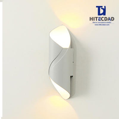 Modern Twisted Outdoor Wall Light Series, Sculptural Spiral Body with Up-Down Glow, 5 Finishes: Black White Grey Black+Gold White+Gold, HTD-EW4682 3