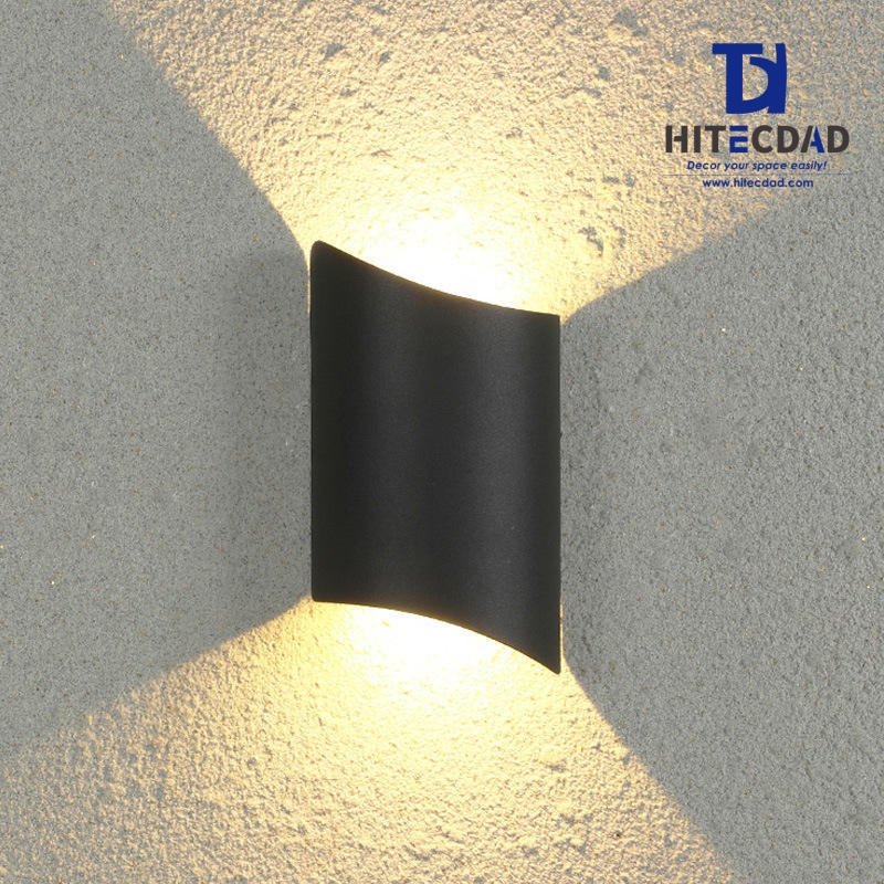 Applique murale moderne à éclairage direct vers le haut et vers le bas, applique extérieure noire, projecteur LED 10 W, étanche IP65, blanc chaud 3000 K, HTD-EW5609 6