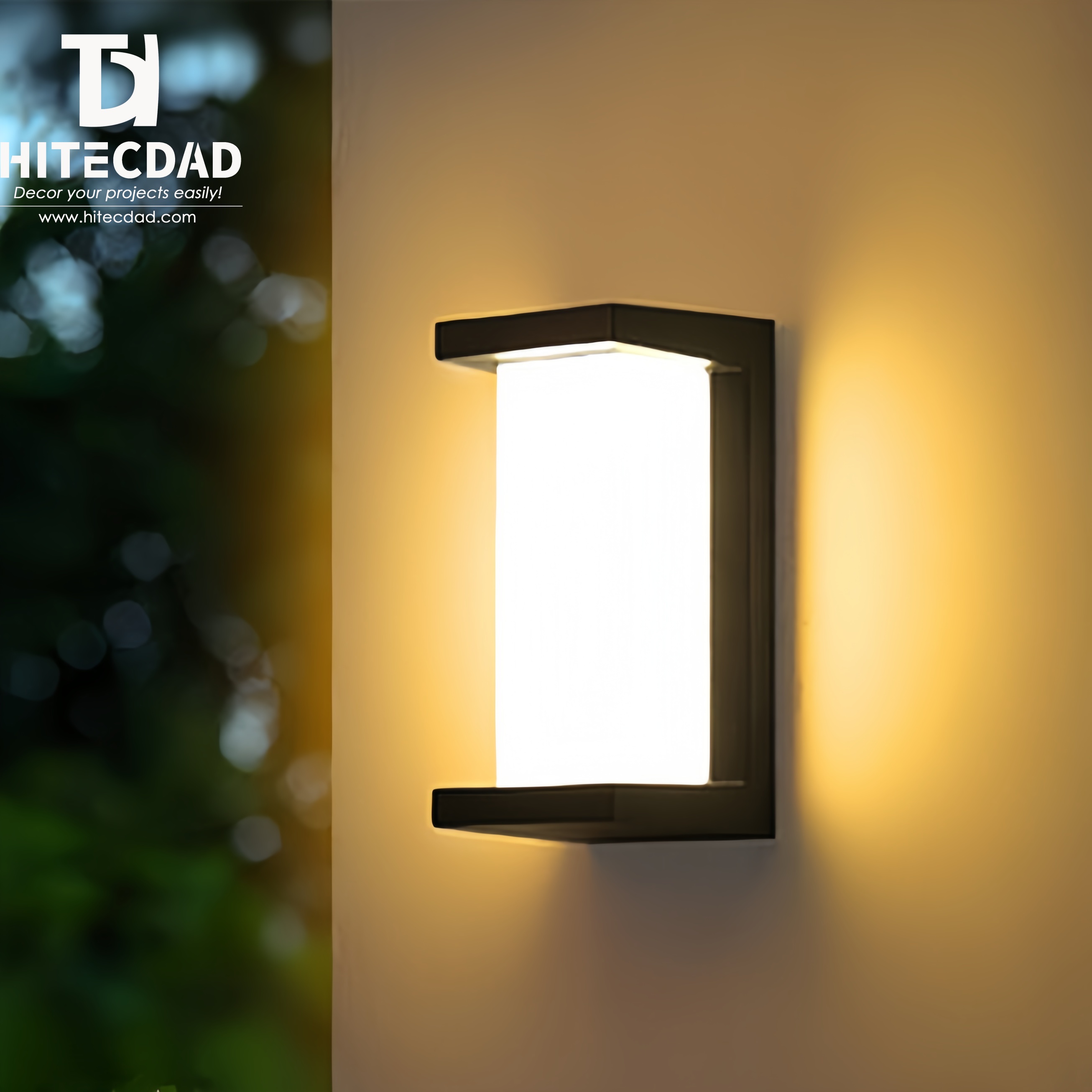 Aplique de pared exterior moderno en forma de C, marco abierto negro con panel luminoso, luz cálida de 12 W y 3000 K, resistente al agua IP65, HTD-EW4439 1