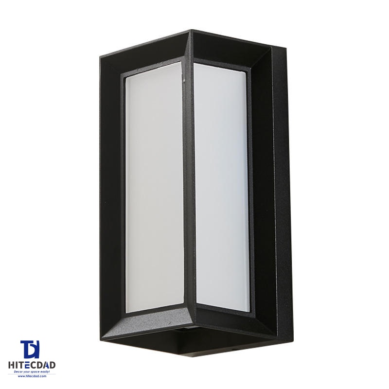 Applique murale extérieure moderne à cadre rectangulaire, cadre noir avec panneau lumineux allongé, 12 W, lumière chaude 3000 K, étanchéité IP65, HTD-EW4440 2