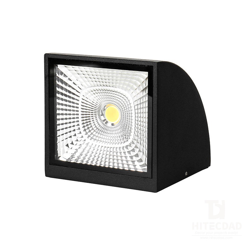 Applique murale extérieure noire orientable, abat-jour incurvé avec éclairage vers le bas, 6 W, lumière chaude 3000 K, étanche IP65, HTD-EW5504 2