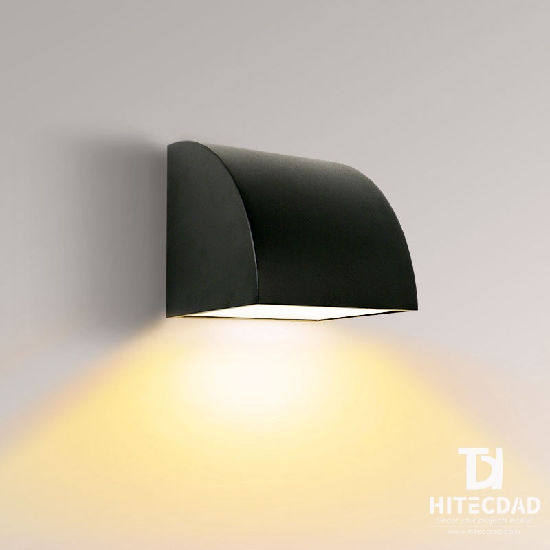 Applique murale extérieure noire orientable, abat-jour incurvé avec éclairage vers le bas, 6 W, lumière chaude 3000 K, étanche IP65, HTD-EW5504 1