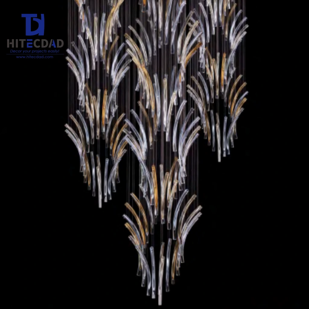 Lustre moderne et luxueux en verre coloré en forme de goutte de pluie, luminaire artistique à long câble en forme de météore pour hôtel, bar, villa, escalier 1