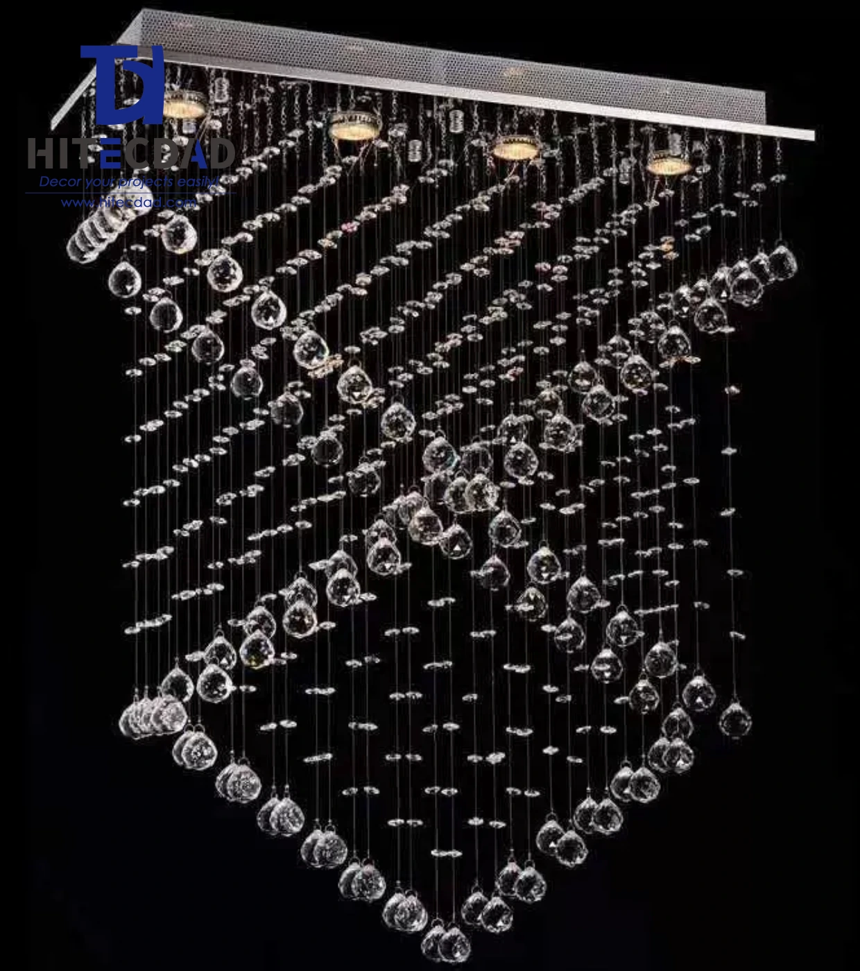 Lámpara de araña rectangular moderna de lujo con forma de estrella y luna, luz lineal romántica con efecto estrellado para comedor o bar. 1