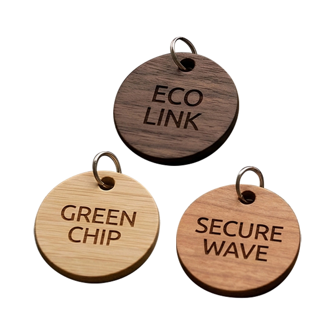 Eco Wooden RFID Key Fob Personalized Laser Engraved Keychain 1