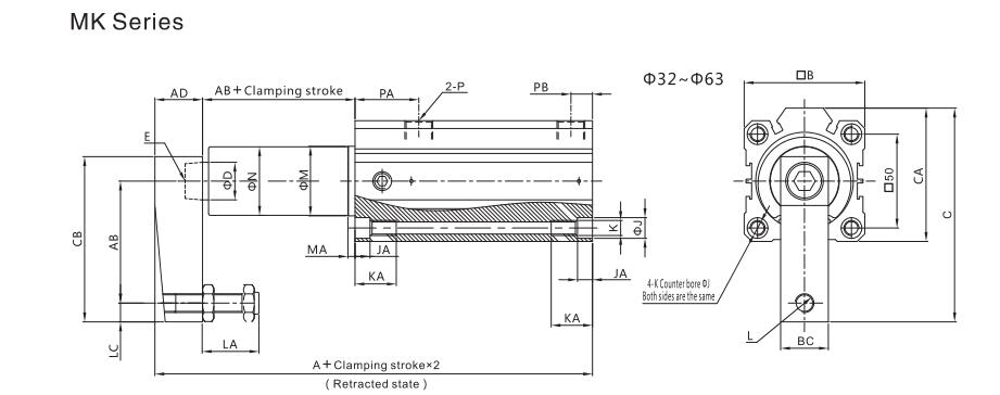 Pneumatic Cylinder Clamp NTA MK for Clamping Workpieces 6