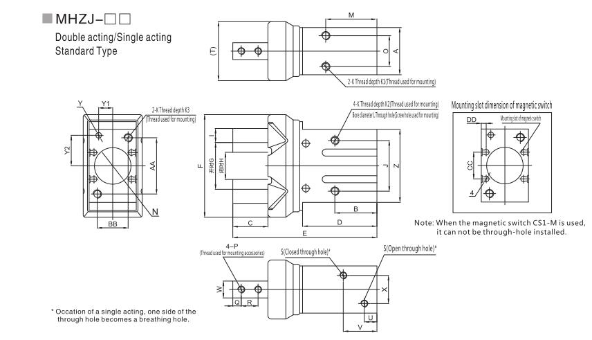 Pneumatic Parallel Grippers NTA MHZ for Factory Automation 12