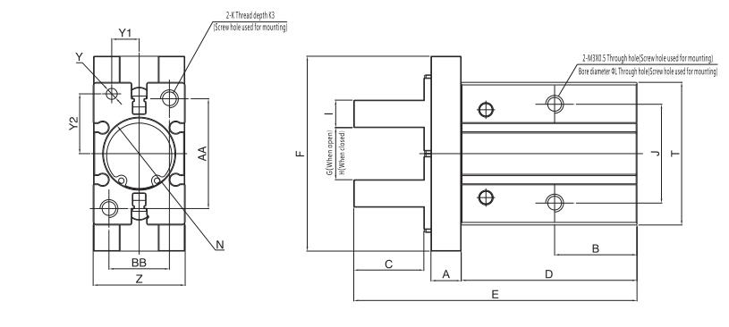Pneumatic Parallel Grippers NTA MHZ for Factory Automation 8