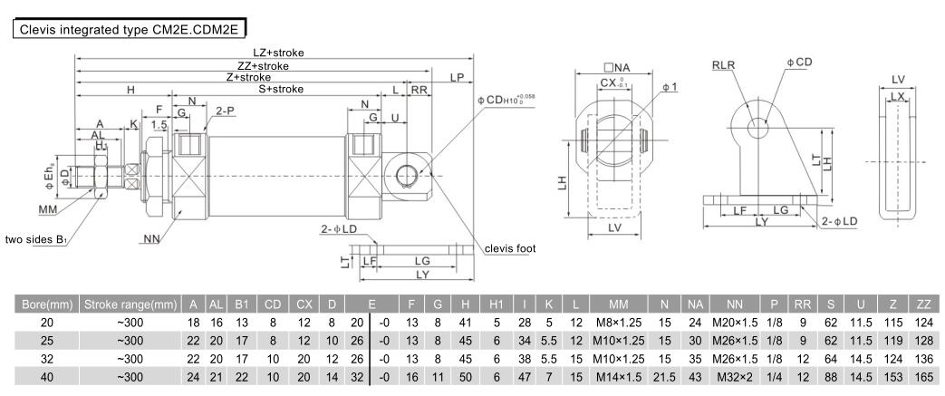 Luftluftzylinder pneumatischer Stellantrieb NTA CM2 zum Klemmen 10