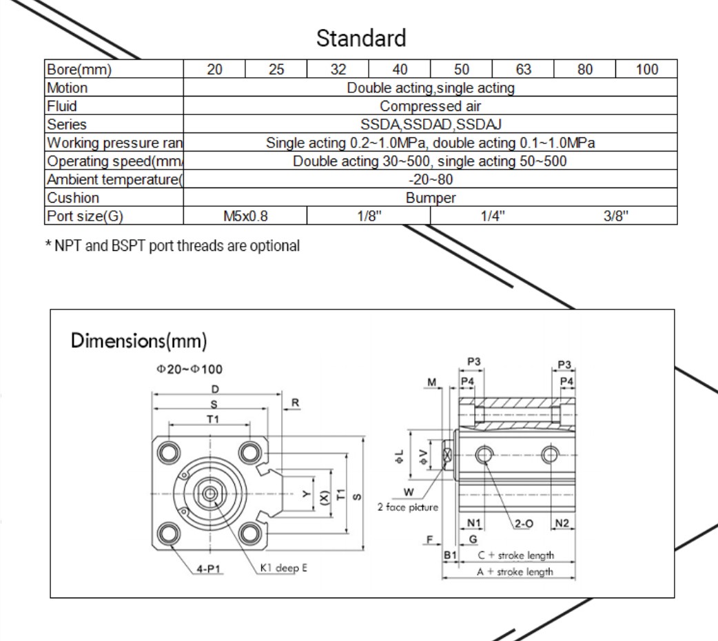 All Stainless Steel Compact Pneumatic Air Cylinders High Quality Corrosion Resistant  for Chemical Food&Beverage Equipme 6