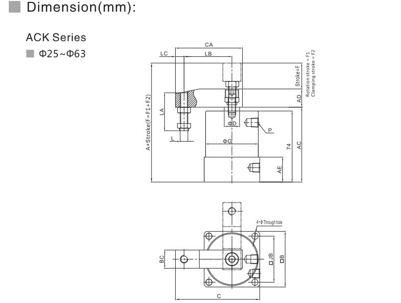 ACK Series Pneumatic Angle Cylinder 5