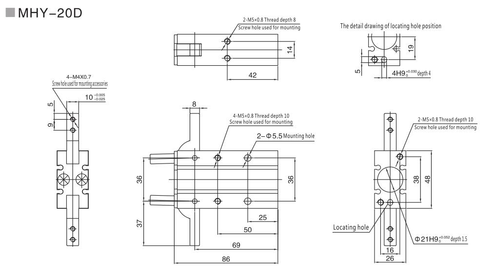 Пневматический цилиндровый цилиндр Air MHY Series для промышленных роботов 11