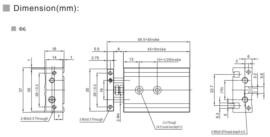 Double Rod Double Shaft Air Cylinder NTA CXS for Automation System 5