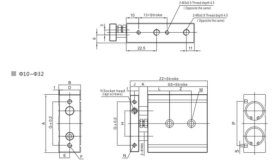 Double Rod Double Shaft Air Cylinder NTA CXS for Automation System 6