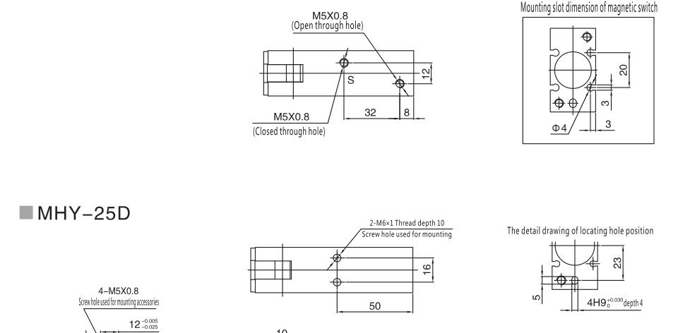 Пневматический цилиндровый цилиндр Air MHY Series для промышленных роботов 12