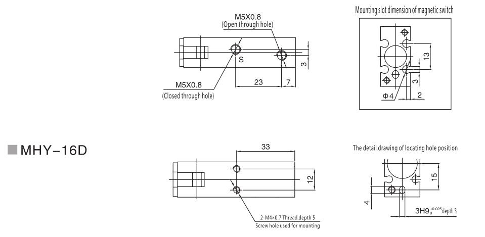 Пневматический цилиндровый цилиндр Air MHY Series для промышленных роботов 8