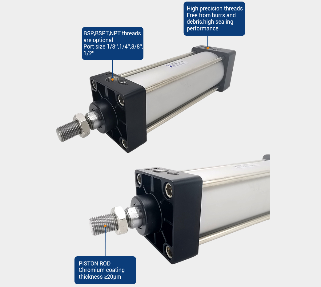 Luft betriebene Zylinder NTA -Serie SC China für die Prozessautomatisierung 2