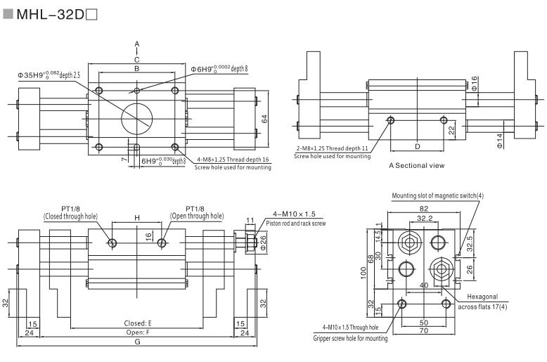Pneumatic ancho paralelo paralelo MHL con gran fuerza de retención 11