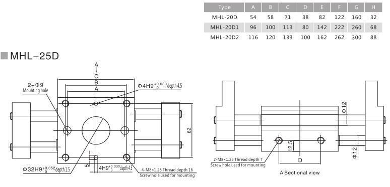 Pneumatic ancho paralelo paralelo MHL con gran fuerza de retención 8