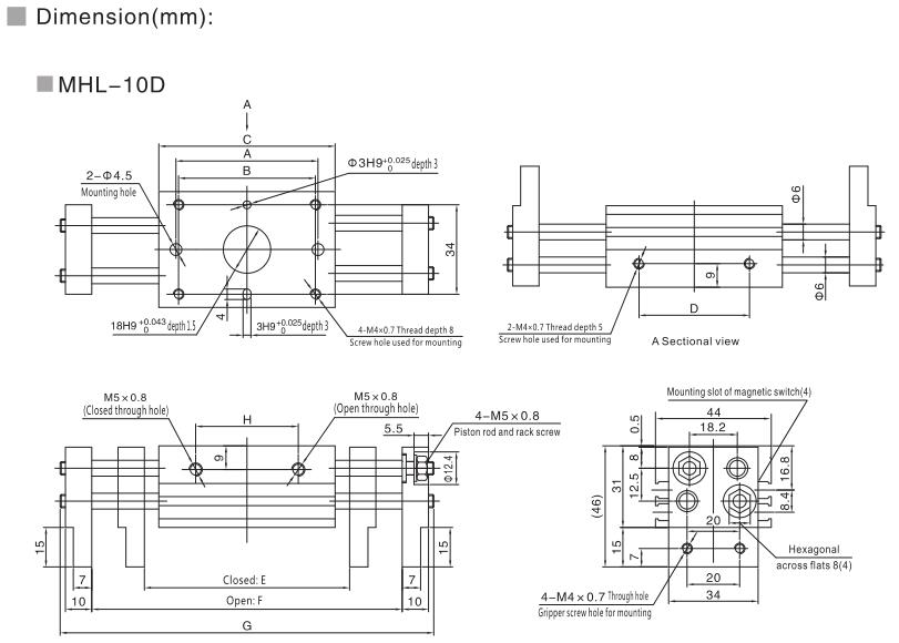 Pneumatic ancho paralelo paralelo MHL con gran fuerza de retención 5