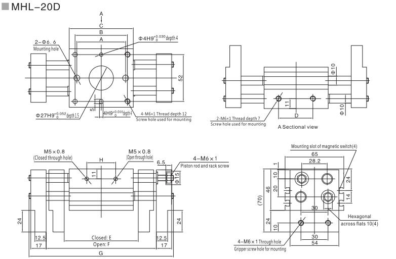Pneumatic ancho paralelo paralelo MHL con gran fuerza de retención 9