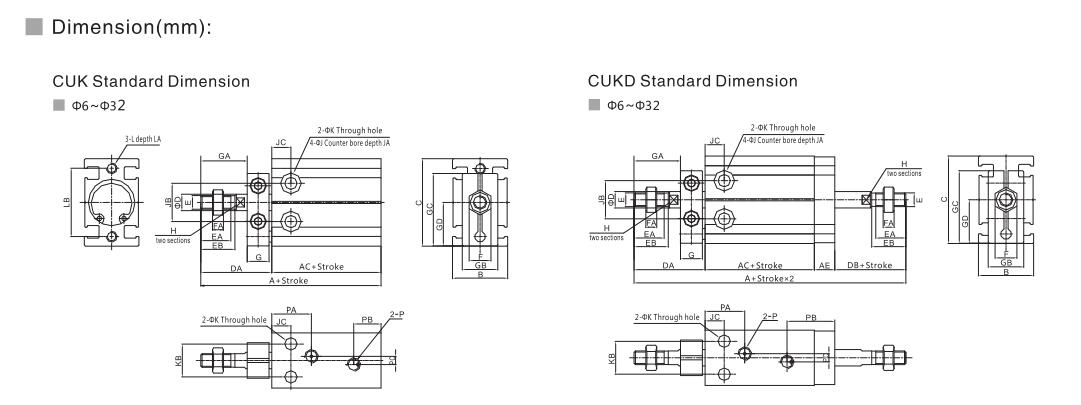 Rod compacta haste guiada não rotativa cilindro de ar nta Cuk para automação robótica 6