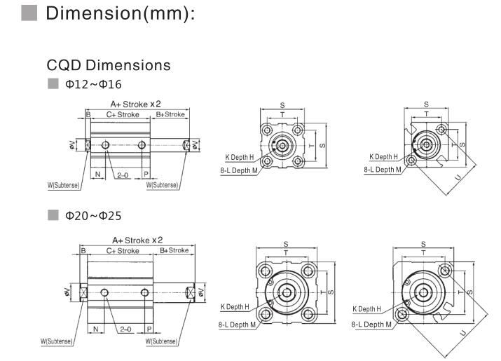 Single Acting Double Acting Compact Pneumatic Cylinder CQ2 Series 10