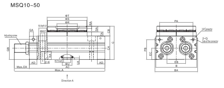 Actuadores de aire giratorio de ángulo ajustable NTA MSQ Instalar en espacios apretados 5