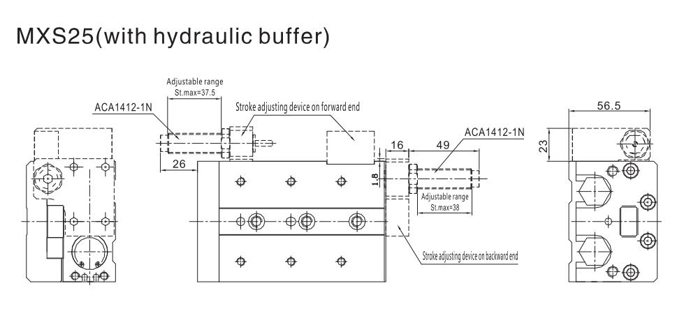 Mini slides cilindros MXS para aplicações pneumáticas com espaço apertado 32